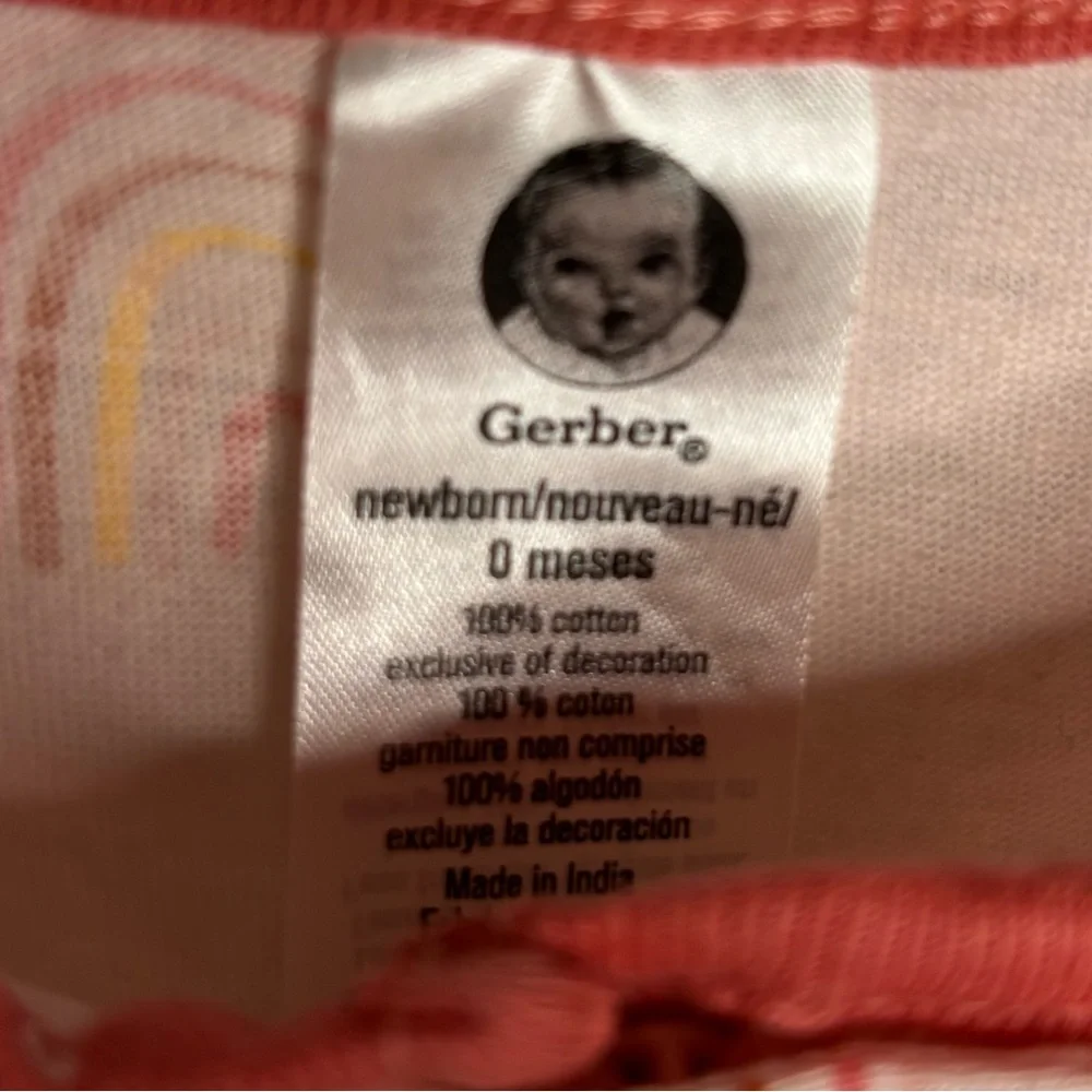 Gerber Sleep and Play Pink Rainbow Size Newborn 0-3 Months NWT